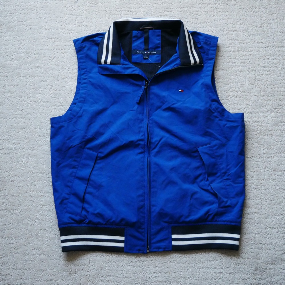 Tommy Hilfiger Mens Royal Blue Full Zip Mesh Lined Windbreaker Vest Small